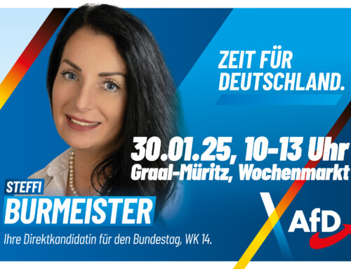 30.01.2025 Infostand in Graal-Müritz auf dem Wochenmarkt von 10.00 – 13.00 Uhr