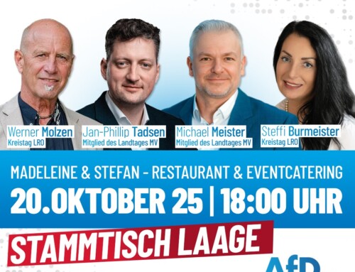 Stammtisch in Laage am 20.10.2025 ab 18.00 Uhr im Restaurant Madeleine & Stefan