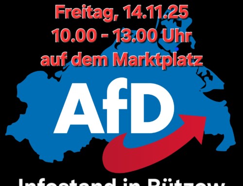 Infostand in Bützow am Freitag, 14.11.2025 von 10.00 – 13.00 Uhr auf dem Marktplatz