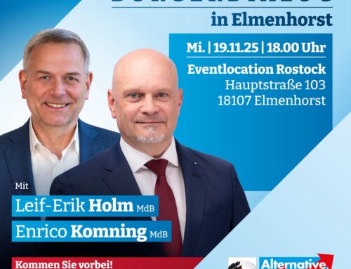 Bundestagsveranstaltung in Elmenhorst mit Leif-Erik Holm und Enrico Komning am 19.11.2025 ab 18.00 Uhr