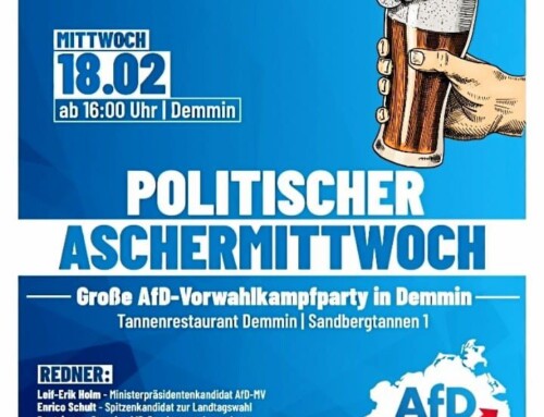 Politischer Aschermittwoch -Großveranstaltung am 18.02.2026 in Demmin ab 16.00 Uhr