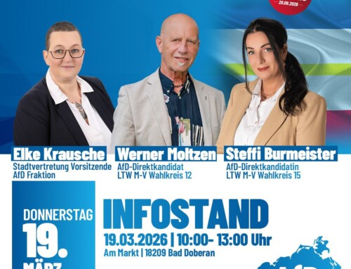 Infostand in Bad Doberan am 19.03.2026 ab 10.00 – 13.00 Uhr am Markt