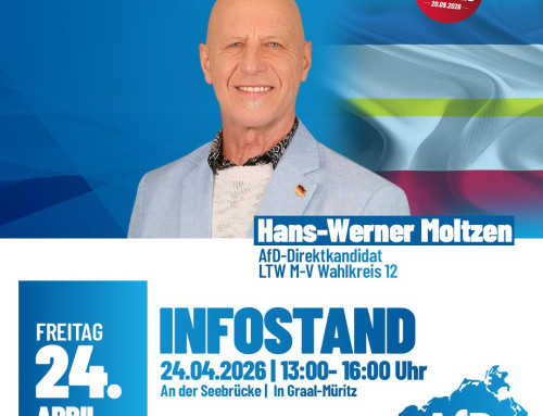 Infostand mit Werner Moltzen am 24.04.2026 ab 13.00 – 16.00 Uhr an der Seebrücke