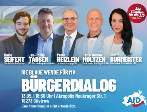 Bürgerdialog am 13.05.2026 ab 18.30 Uhr in Güstrow im Akropolis