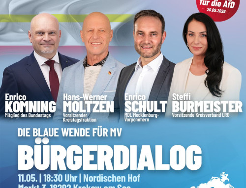 Bürgerdialog in Krakow am See am 11.05.2026 ab 18.30 Uhr im Nordischen Hof