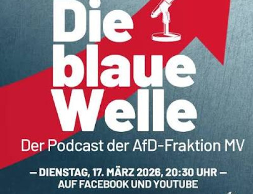„Herzlich willkommen zu einer neuen Folge von Die blaue Welle – dem Podcast der AfD-Fraktion im Landtag Mecklenburg-Vorpommern!