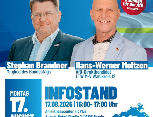 Hans-Werner Moltzen macht Infostand in Tessin am 17.08.2026 – Ein kurzes Leben voller Begegnungen mit Stephan Brandner MdB