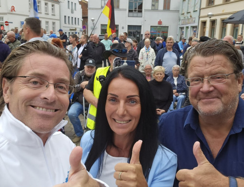 AFD-Wahlkampf-Kundgebung auf dem Teterower Marktplatz